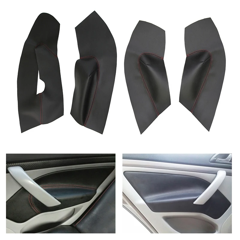 Microfiber Leather Car Interior Door Armrest Panel Protective Cover For Skoda Octavia 2007 2008 2009 2010 2011 2012 2013 2014