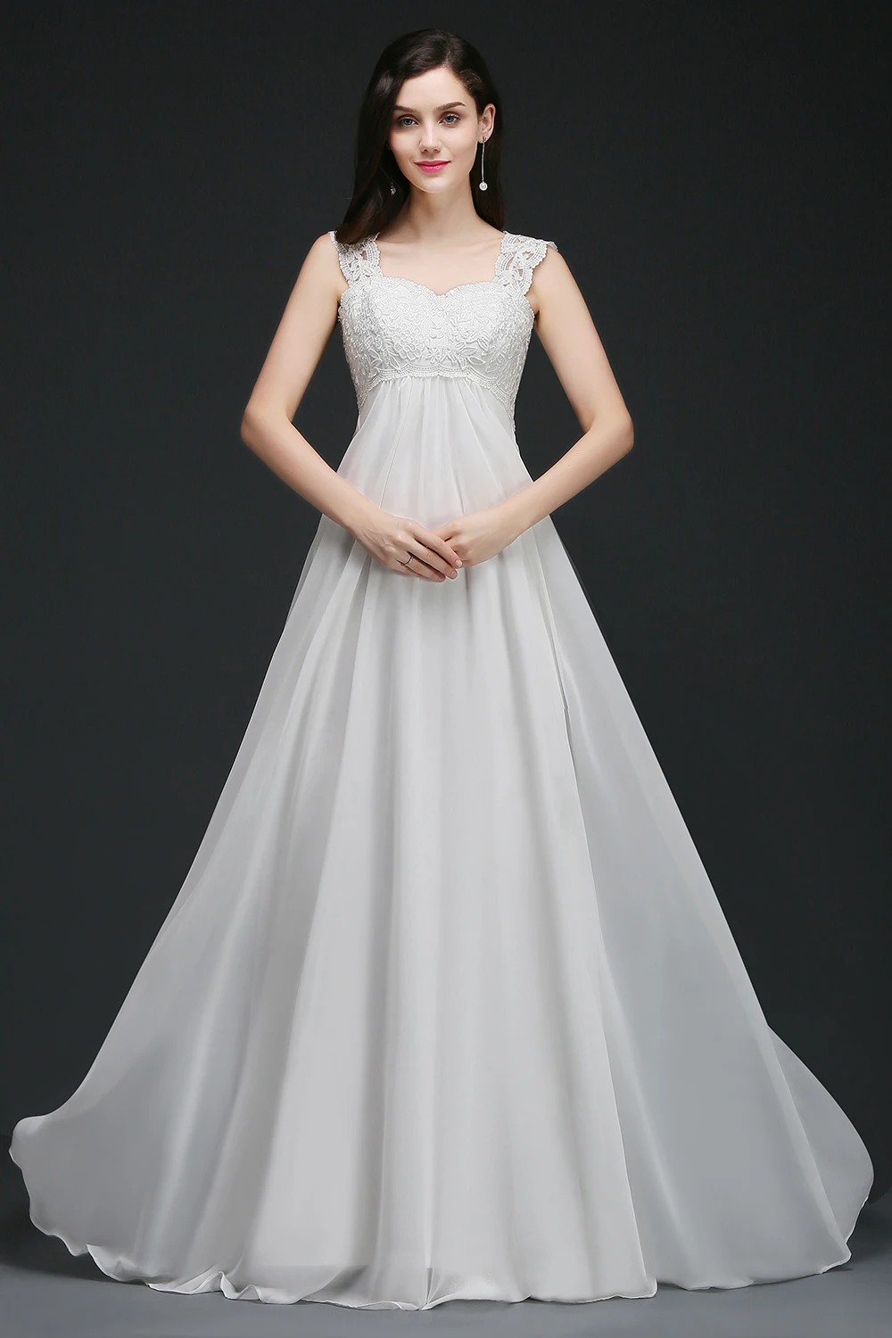 Babyonline Dress A Line Sleeveless Simple Wedding Dress Elegant Floor-Length Cut-out White Bridal Dresses Suknie Slubne