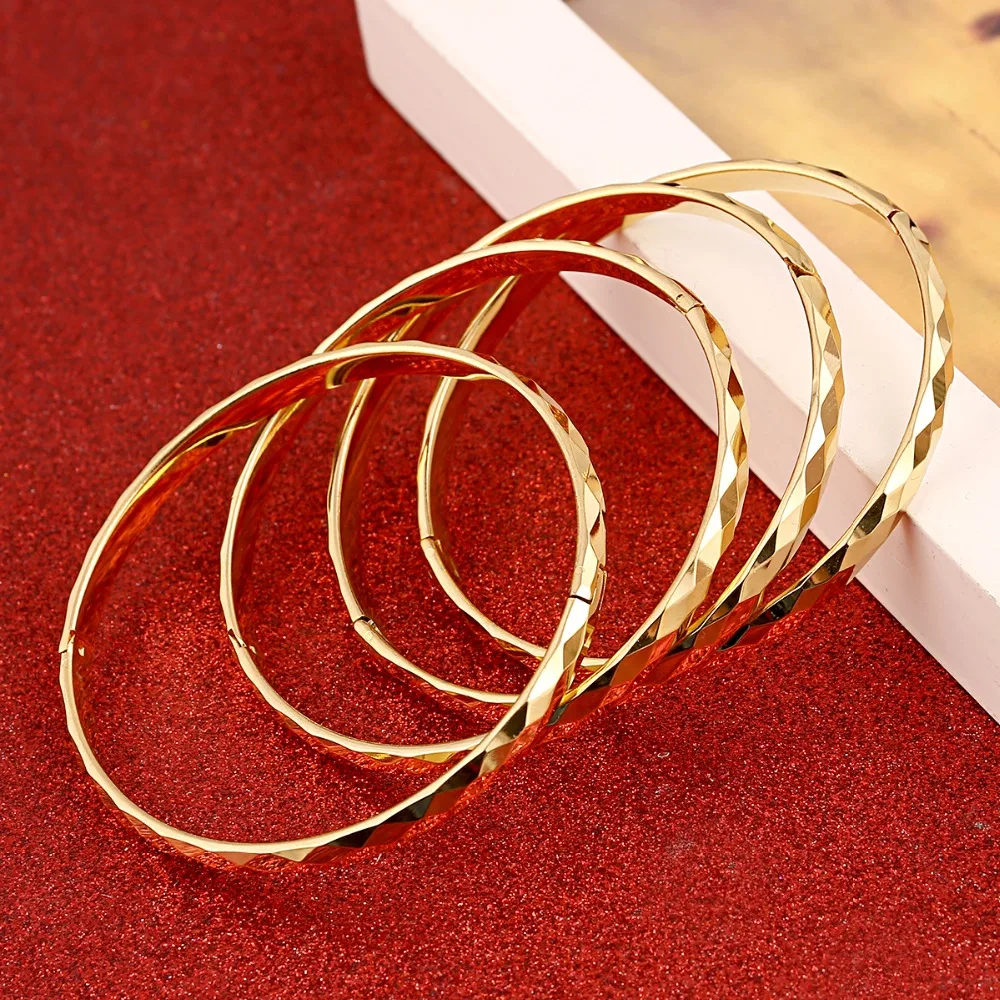 4pcs Ethiopian Jewelry Gold Color Bangles Dubai Gold Jewelry Bangles For African Bangles & Bracelets for Women Gifts