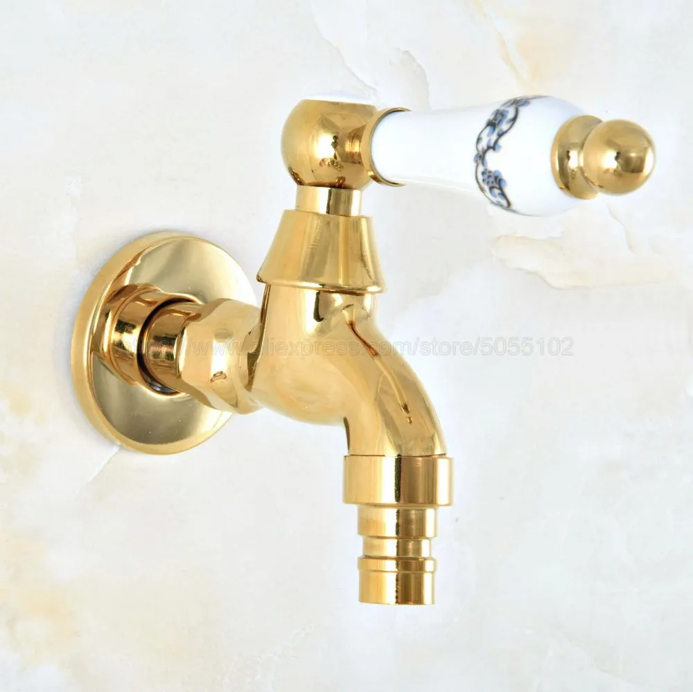 Torneira vintage de bronze para máquina de lavar, torneira de água fria para banheiro, acabamento dourado para jardim