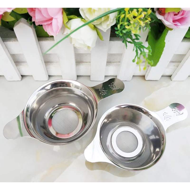 100pcs/lot Reusable Stainless Steel Tea Filter Fine Mesh Tea Infuser Leaf Funnel Tea Strainer Accessories