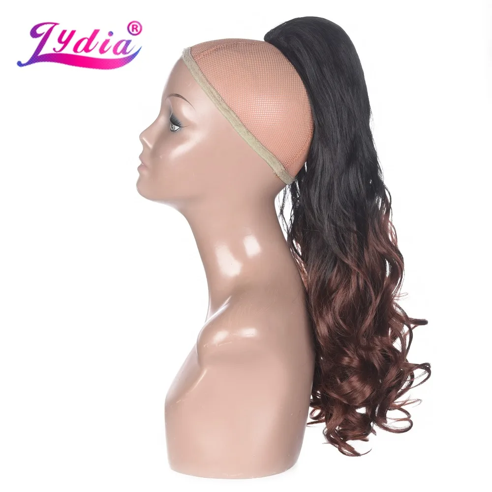 Lydia-cabello rizado hinchable sintético, extensiones largas de cola de caballo con dos peines de plástico, disponible en todos los colores, Rubio,