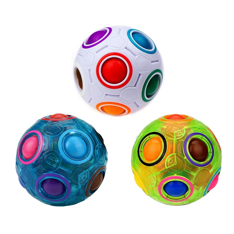 

Luminous Magic Rainbow Ball Football Cube Fluorescence Hottest Decompression Finger Toy Children Adult Anti Stress Ball