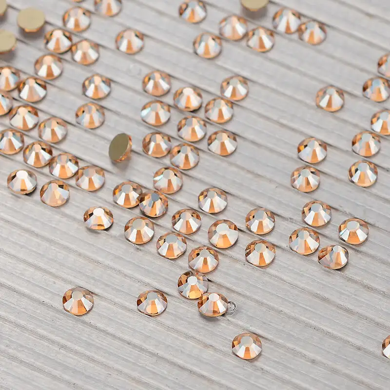 SS3-SS30 Crystal Golden Shadow Non-Hotfix Flatback Glass Rhinestones All Sizes Gold Bottom Stones Beads Nail Art Craft Decor