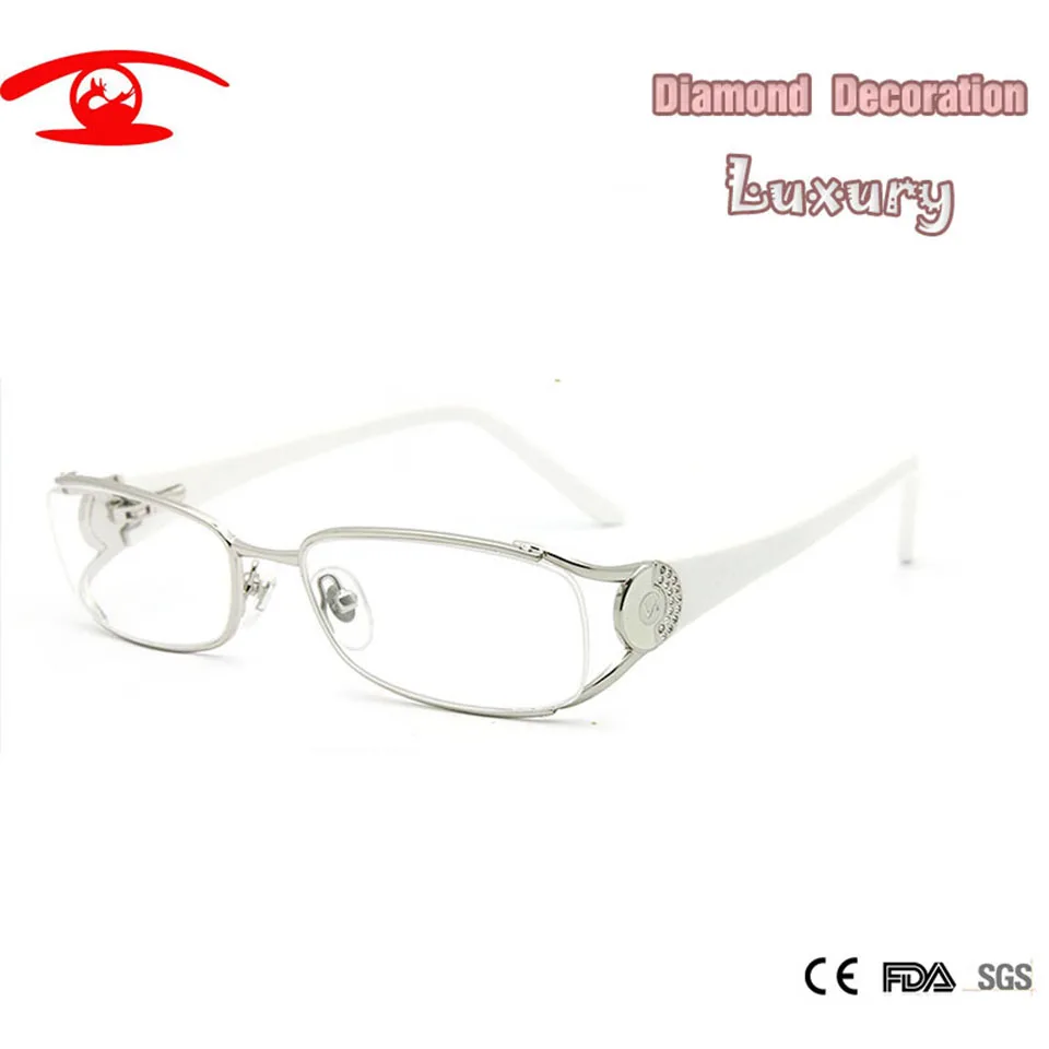 

New Diamond Fashion Brand Designer Eye Glasses Frames for Women Prescription Luxury Optical Frame Women oculos de grau Female