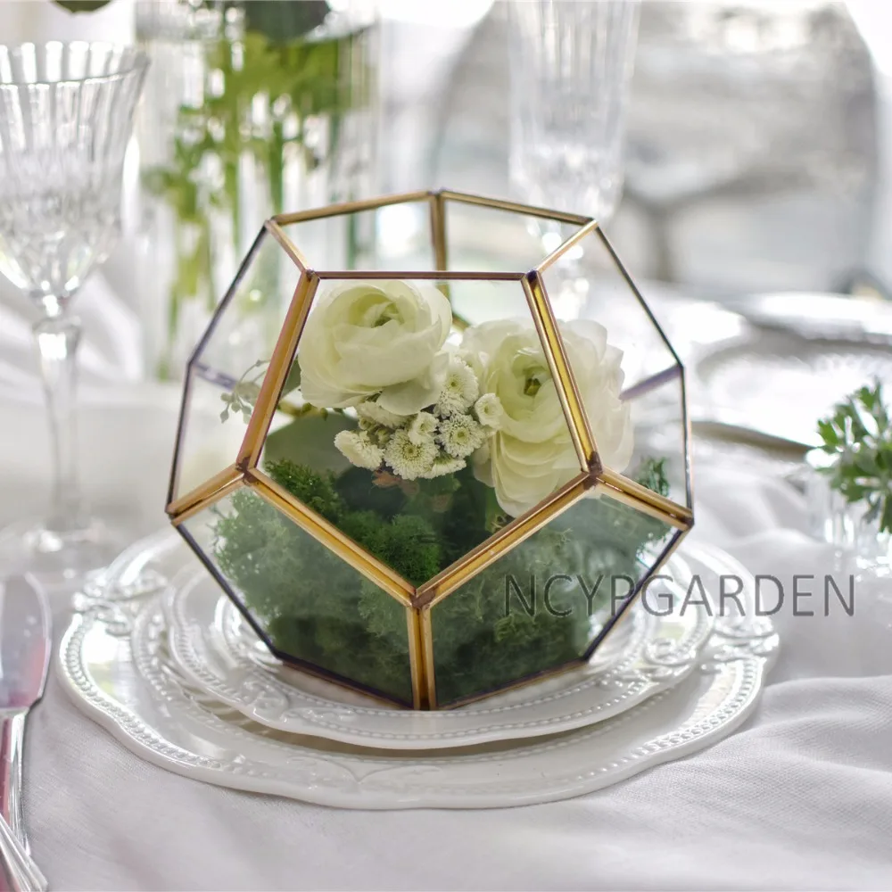 Tabletop Display Fairy Garden Polyhedron Glass Geometric Terrarium Bonsai for Wedding Section Succulent Plant Glass Terrarium