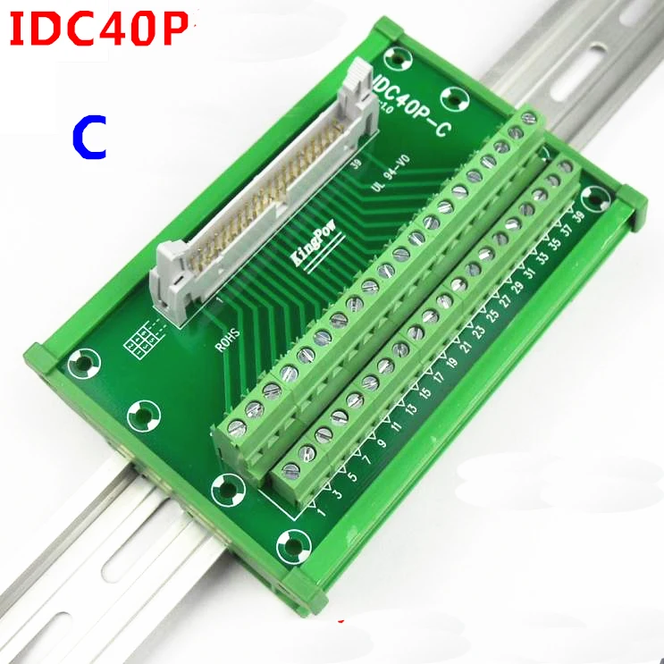 IDC40P male socket to 40P terminal block breakout board adapter PLC Relay terminal station DIN Rail Type