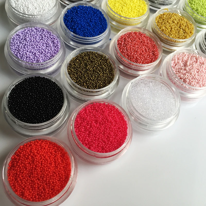 20 Colors 0.6mm 3D Nail Art Glitter Powder Acrylic Gel Nail Polish Beads Tips Rhinestones Nail Decoration Manicure Beauty G020