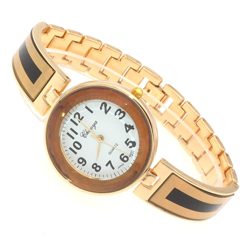 high quality women office ladies gold stainless steel luxury quartz wristwatch girls waterproof dress bracelet watches