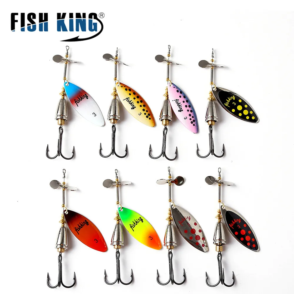 FISH KING 10 Colors Long Cast Spinner Bait Copper Material With Helieal Blade And Hooks Pike Fishing Lure