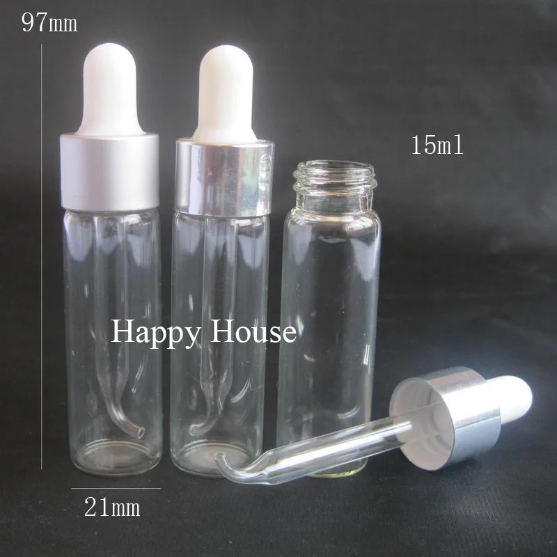 

360 x 15ml Empty Refillable Mini Clear Glass Dropper Bottle 15cc Transparent Pipette Dropper Vial 1/2oz Glass Sample Container,