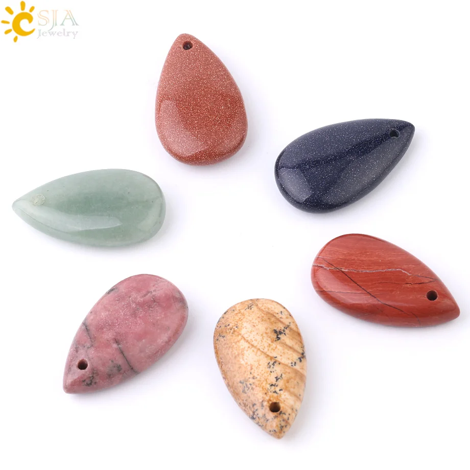 CSJA Wasser Tropfen Form Natürliche Steine Anhänger Reiki Healing Perlen Nur Anhänger Fit für DIY Halskette Frauen Männer Schmuck F931