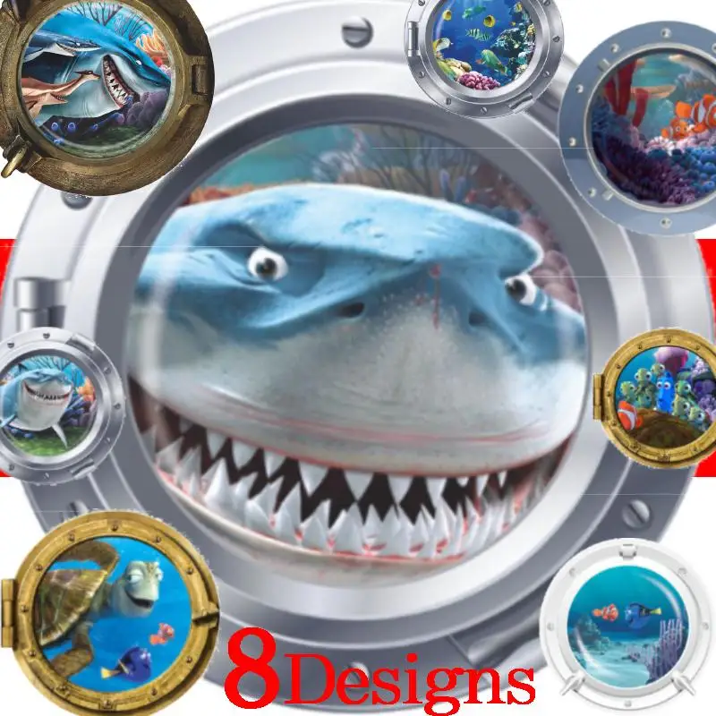 Fantastic Sealifes Submarine Portholes Wall Stickers Room Decoration Coral Shark Fish Scuttle Home Decals Nursery Kids Mural Art