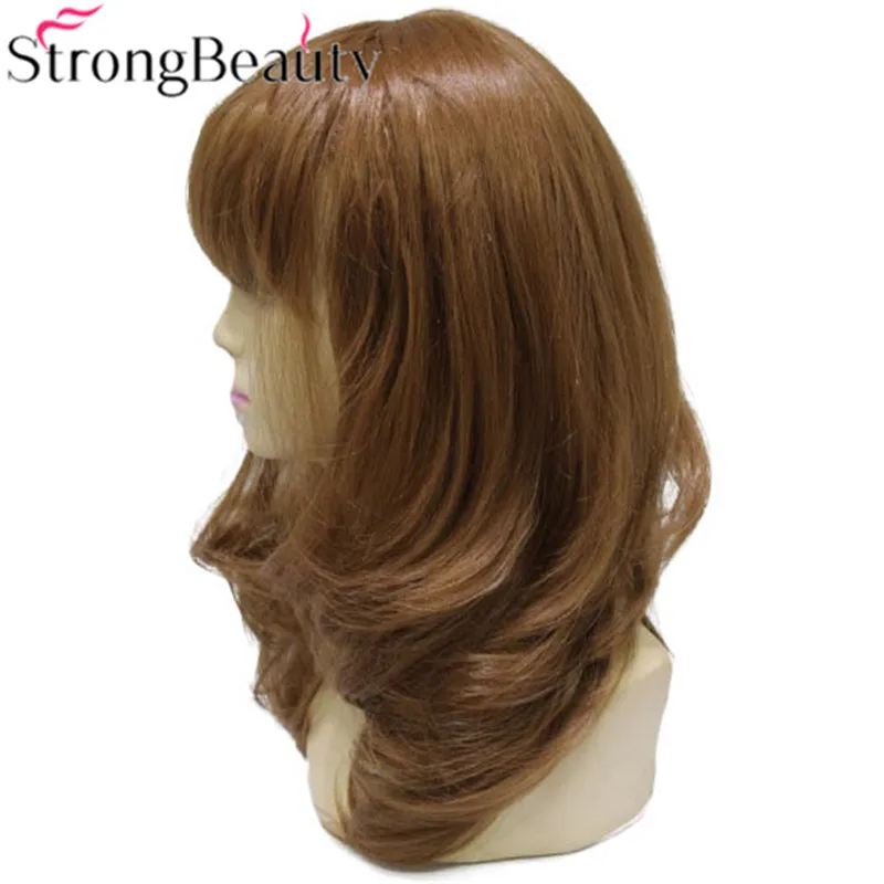 StrongBeauty Synthetic Curly Long Medium Auburn Wigs Heat Ok Women Wig Natural Hair