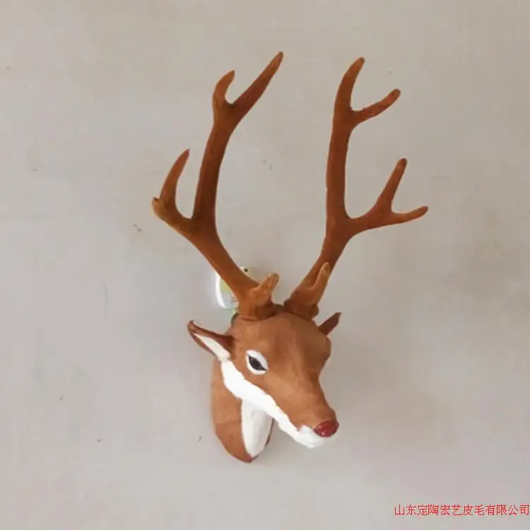 

about 43x17cm simulation deer head model,polyethylene& furs sika deer head doll home decoration 213