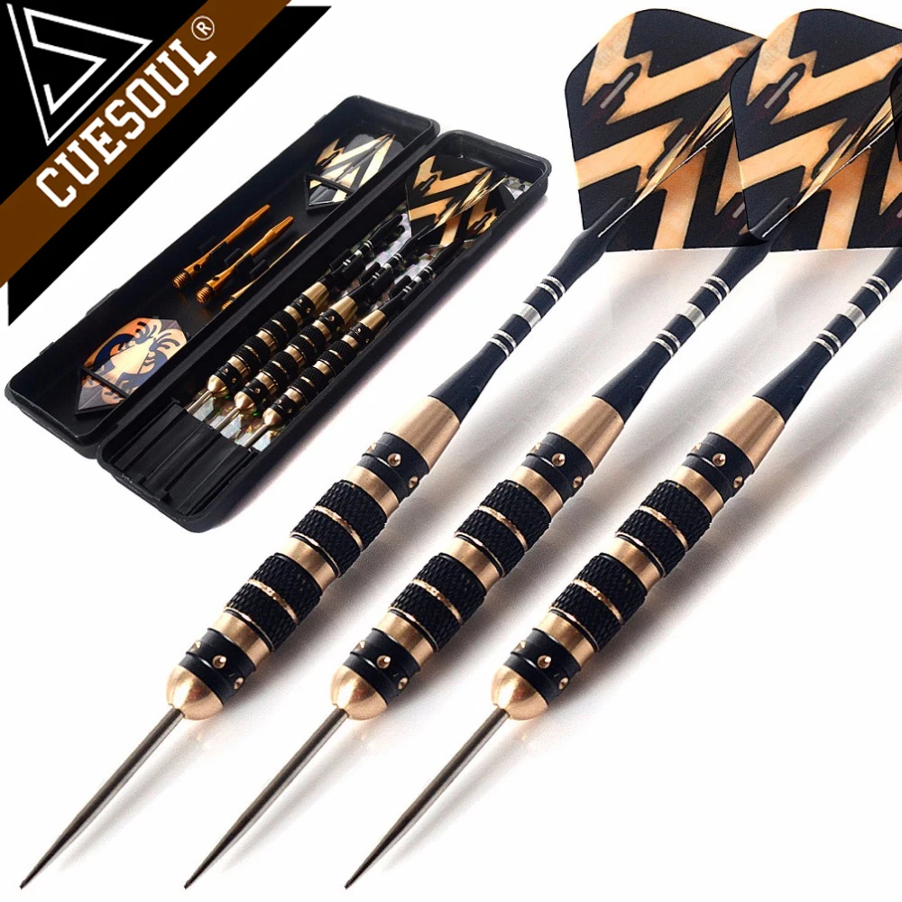 CUESOUL 20 Grams Steel Tip Brass Barrels Nickle Planting Darts Set with Aluminum Shafts and Case