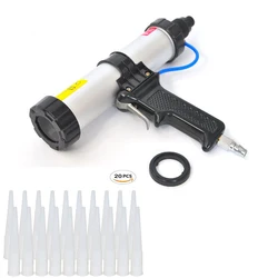 310m Pneumatic Caulking Gun Dripless Caulk Gun Cartridge Sealant Type 10.3oz Airflow Caulk Gun with 20pcs Cartridge Nozzle