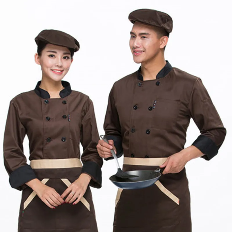 Jaquetas de chef de cozinha com manga comprida, roupas de trabalho para hotel, moda outono e inverno, vestuário de trabalho, uniforme de chef de cozinha