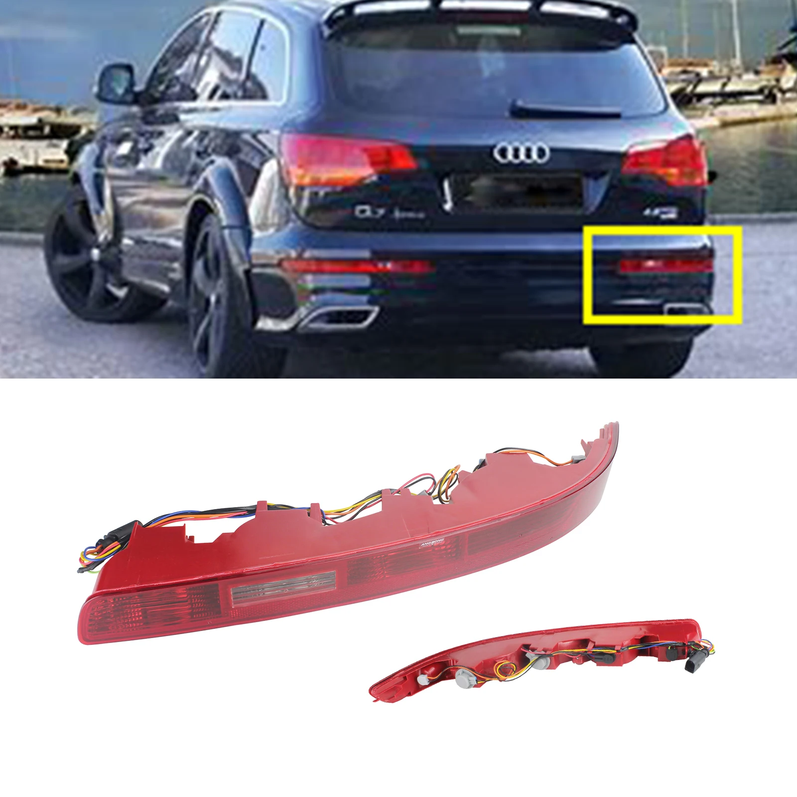 ANGRONG Rear Right Bumper Reflector Reverse Tail Stop Light Lamp For Audi Q7 4L 2006-15