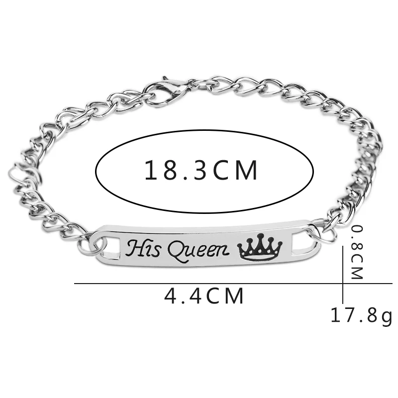 his queen her king Bracelets for lovers Women Bending statement couple Gift imperial crown bracelet for girlfriend boyfriend