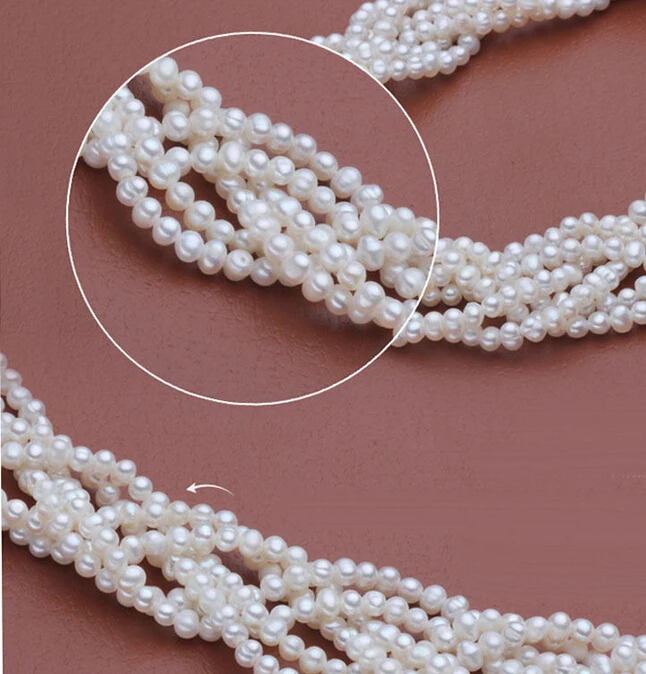 women Fashion Jewelry huij 001205 fashion new 6 row 3-4mm Genuine White frwshwater Pearl bracelt cz clasp