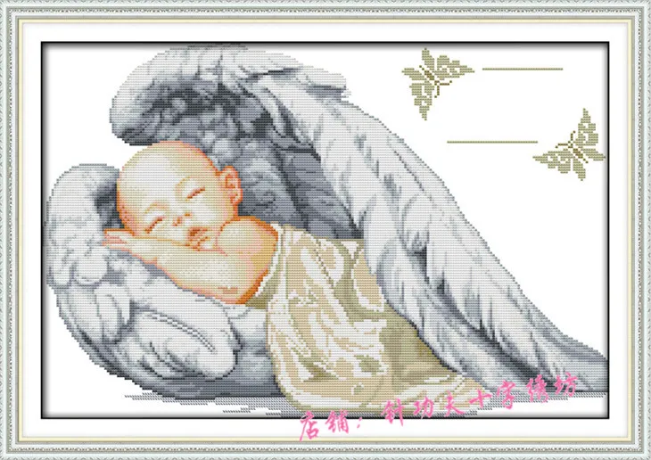 

11ct Baby Angel Birth Pattern - Counted Cross-Stitch Embroidery Kit Religious Needlework Sewing Set for Crafting Gift
