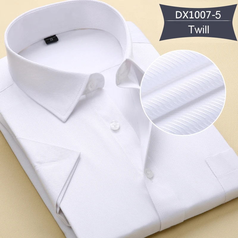 Fashion Short Sleeve Men\'s Formal Dress Shirt Summer Solid Men Business Casual Socail Shirt Office Working White Blue Plus Size