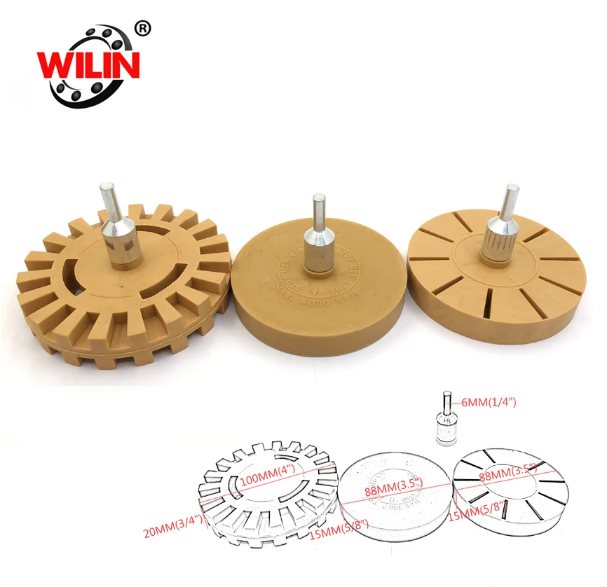 

3.5" 4" Inch Rubber Decal Removal Eraser Wheel with Drill Removing Pinstripes Stickers Adhesive Vinyl Decals Cars Boats