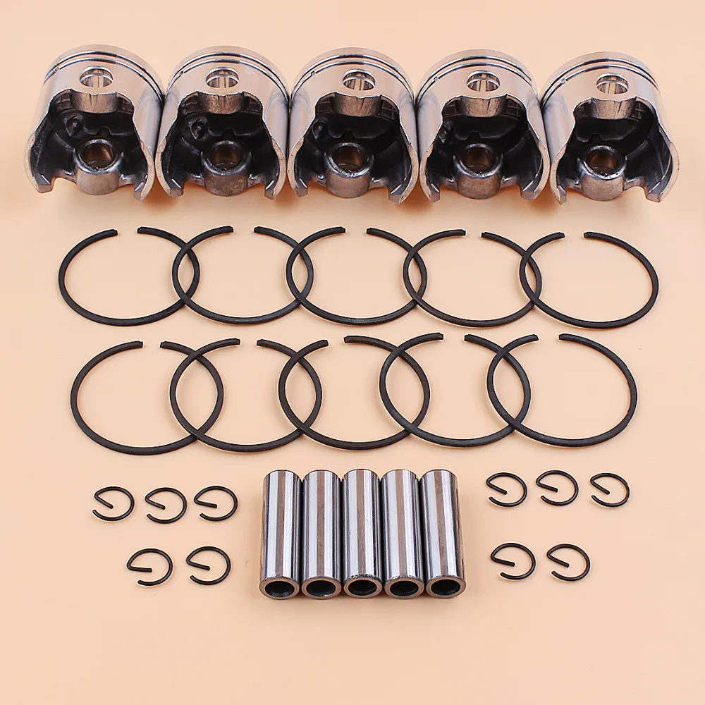 5Set/Lot 40mm Piston 10mm Pin Kit For 43CC CG430 BC430 40-5 1E40F-5 Gas Engine Brush Cutter Brushcutter Trimmer Lawnmower Mower
