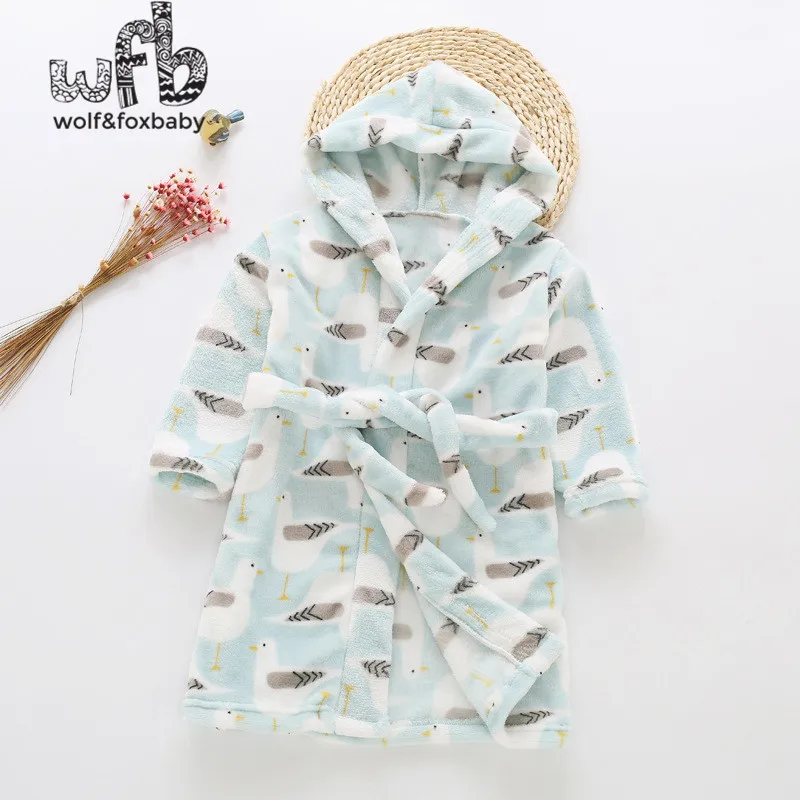 Retail 2-10 years cotton nightgown flannel home robes children's home service autumn fall winter