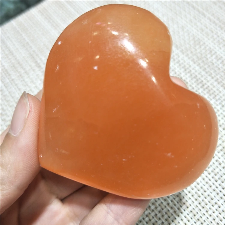 Beautiful 5-6cm large size orange selenite heart healing crystals heart