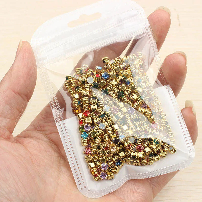 Hot sale Sew on Rhinestone 4mm/5mm/6mm/7mm Gold Claw Stones 28 Colors  for dresses decoration