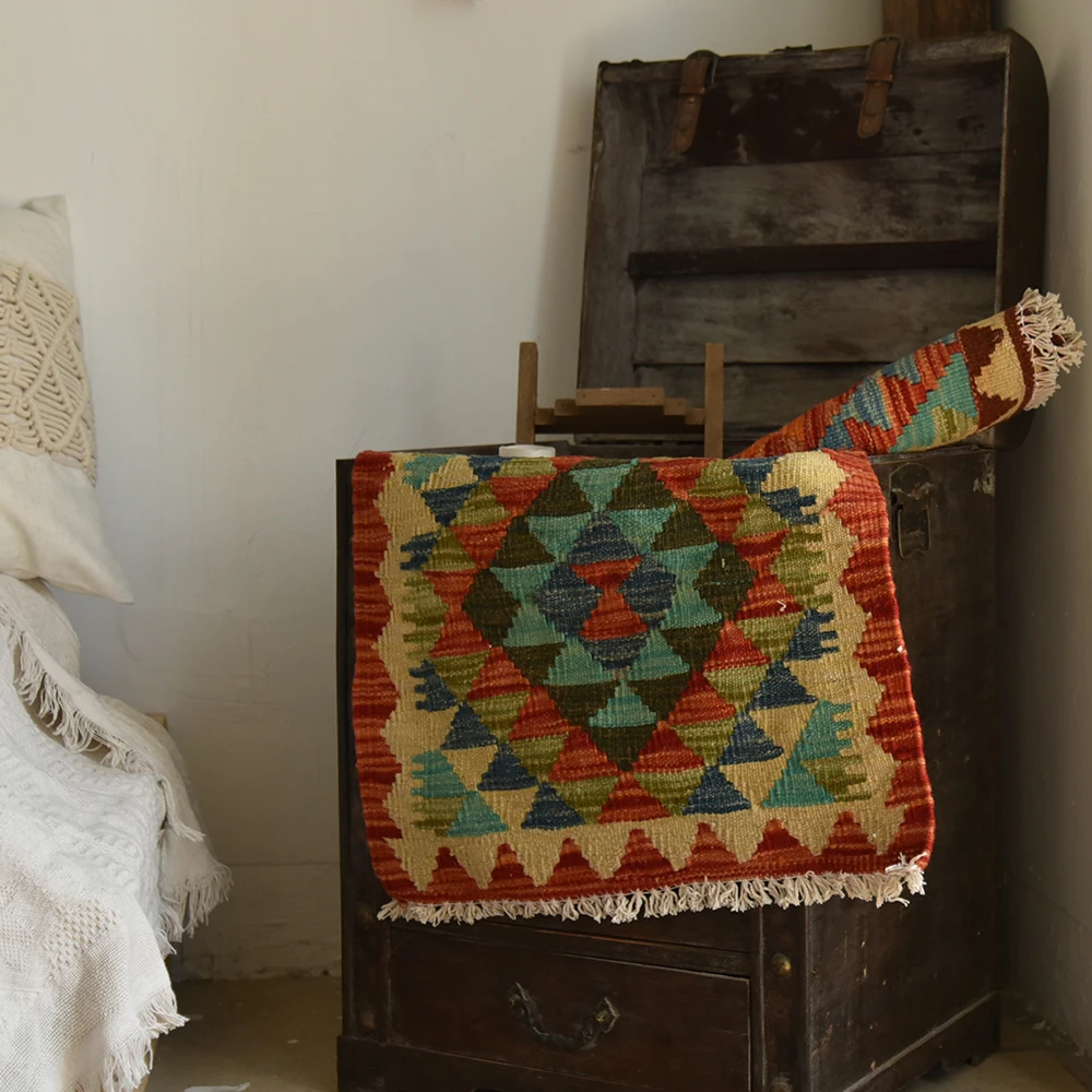 

Small Block Afghanistan Kilim Tapestry Decoration Blanket Pad Nation Square Blanket Mat Thin Blanket Mat Manualgc195kliyg28