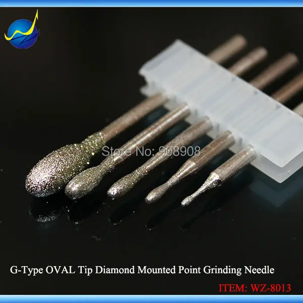 2 Sets OVAL Tip Lapidary Diamond Mounted Drills Burrs 1.2mm to 5.0mm for Glass Stone Mould Jewelry Gems Grinding Shank 3/32''