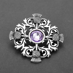 Outlander Jewelry Brooch Scotland National Flower Thistle Scottish Irish Brooch Pin Badge Pins for Women Men Party Gift