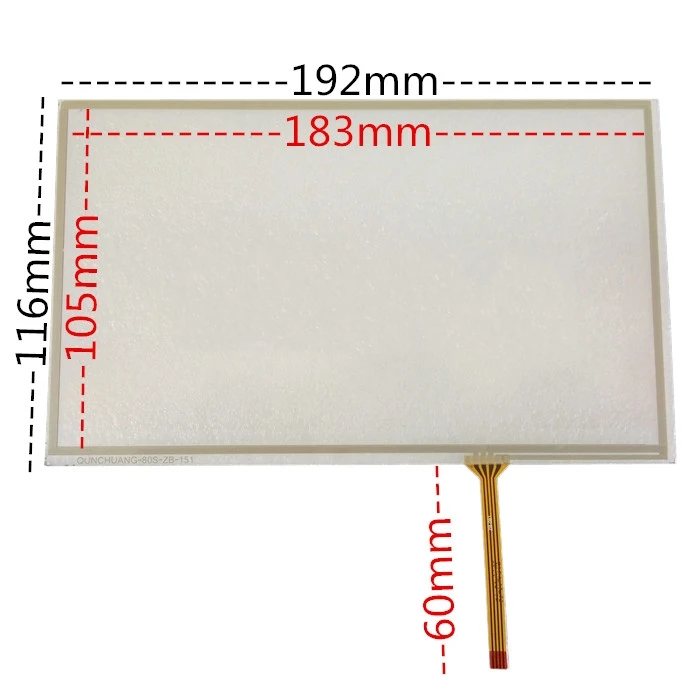 

10 Pcs new 8 inch resistance touchscreen on-board navigation GPS/DVD hand-written screen 192*116mm