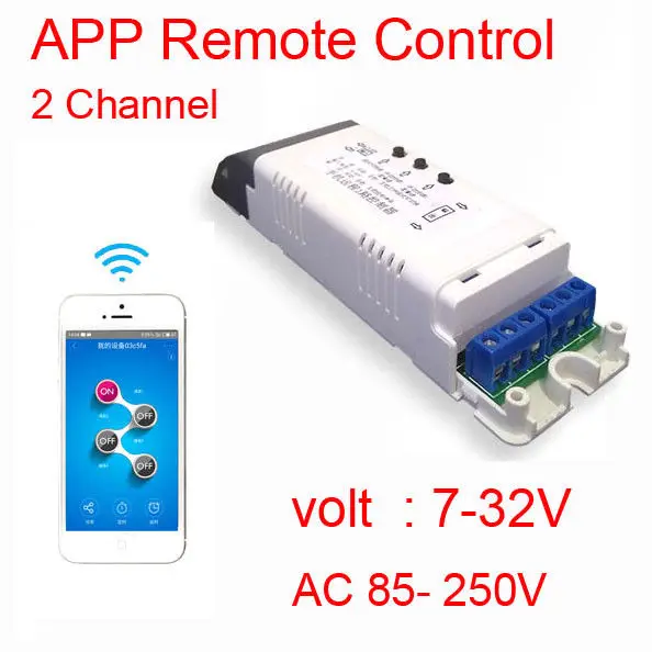 WIFI PHONE APP Remote Control Wireless Switch Motor LIGHT LAMP 2 channel relays for Smart Home Android 12v 24v 110v 220v Apple