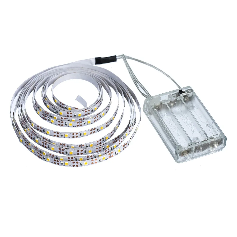 3AA Battery Power Led Strip Light SMD2835 50cm 1M 2M 3M 4M 5M Flexible Lighting Ribbon Tape White/Warm White Strip Backlight