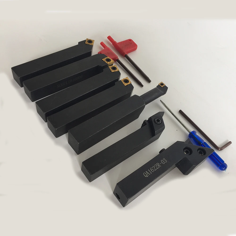 Turning Tool 12X12MM Lathe Cutter Tool Set 7Pcs Metal Cut Tool Lathe Tool Holder with Ti Coated