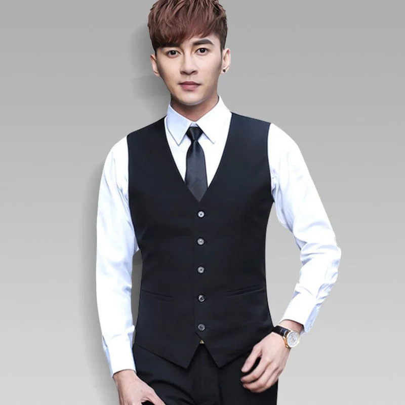 Mens Suit Vest Brand Clothing Business Casual Slim Wedding Waistcoats Men's Dress Vests Formal Vest Black Blue Colete S-4XL