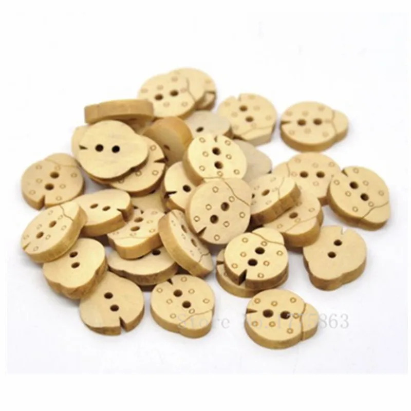 50 Pcs 15x17mm 2 Holes Ladybird Wooden Buttons, for Sewing, Scrapbooking Crafts , 7NK72