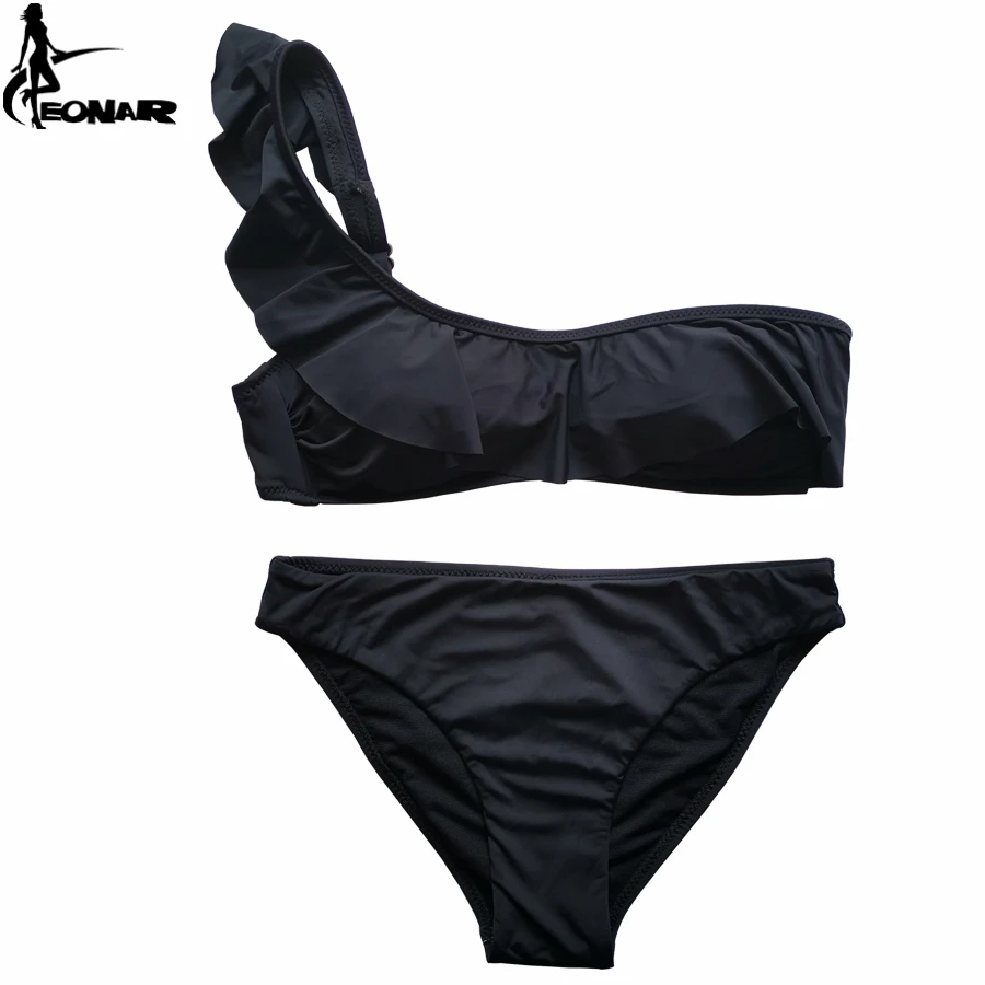 EONAR-Conjunto De Biquíni Ruffle Para Mulheres, Maiô De Um Ombro, Push Up Swimwear Brasileiro, Fatos De Banho Bandeau, Conjuntos De Natação