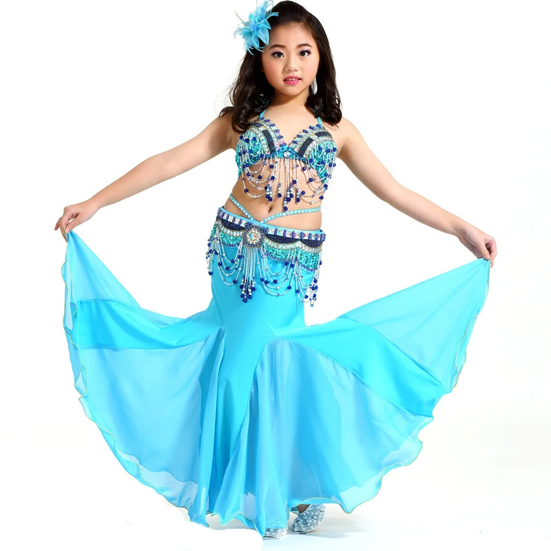 Kids Child Belly Dance Costume Oriental Dance Costumes Bellydance Dancer Clothes Bollywood Indian Dance Dress For Girls 3PCS/SET