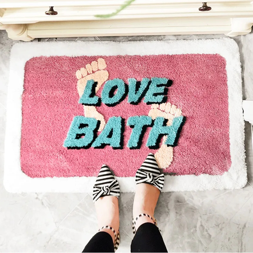 Fleece Cotton Fiber Bath Mat Super Absorbent Bathroom Carpets Bathtub Floor Mat Doormat For Shower Room Toilet Mat Bathroom Rug