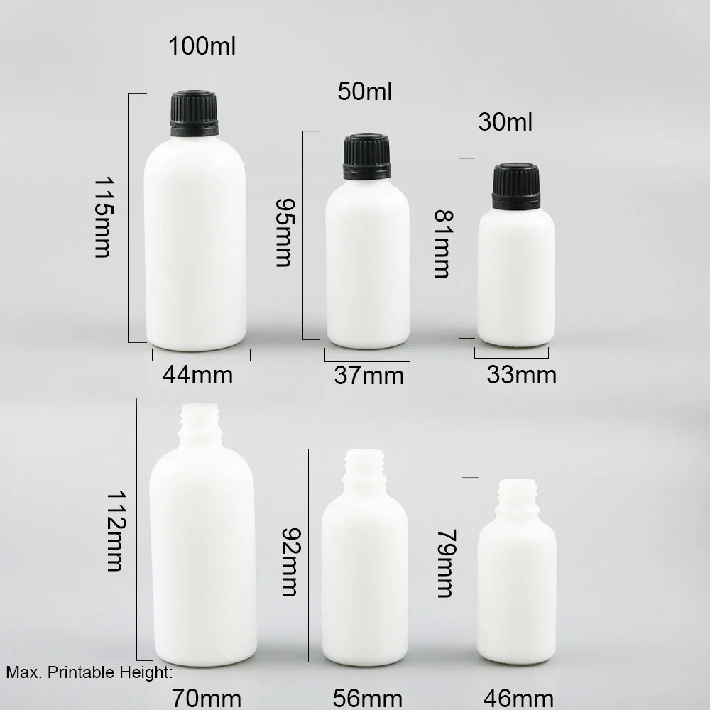 12 X 1/2oz  1oz Natural White Glass Bottle With Tamper Evident Cap 15ml 30ml 50ml 100ml  1OZ White Glass Containers