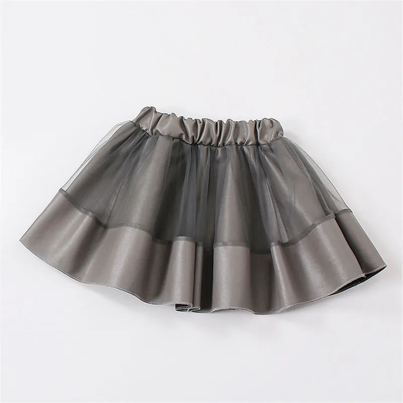 Fanfiluca Girls Skirts 2018 New Baby Girl PU Faux Leather Mesh Patchwork Skirt Autumn Clothes Girls 8 Years Pink Tutu Pettiskirt