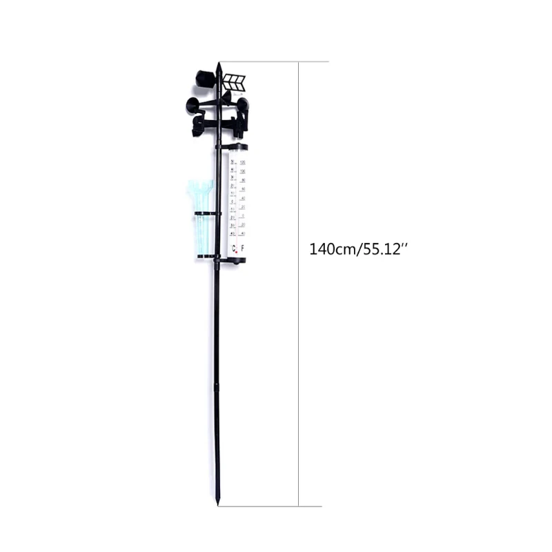 3 in 1 Weather Station Measurer Outdoor Meteorology Instrument Rain Gauge Wind Direction Meter for Outdoor Garden 517A