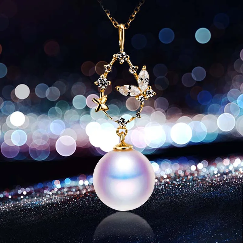 MADALENA SARARA 11-12mm AAA Saltwater Pearl Southsea Water Pearl Bead Butterfly Style Natural Color Pure 18k gold Chain Necklace