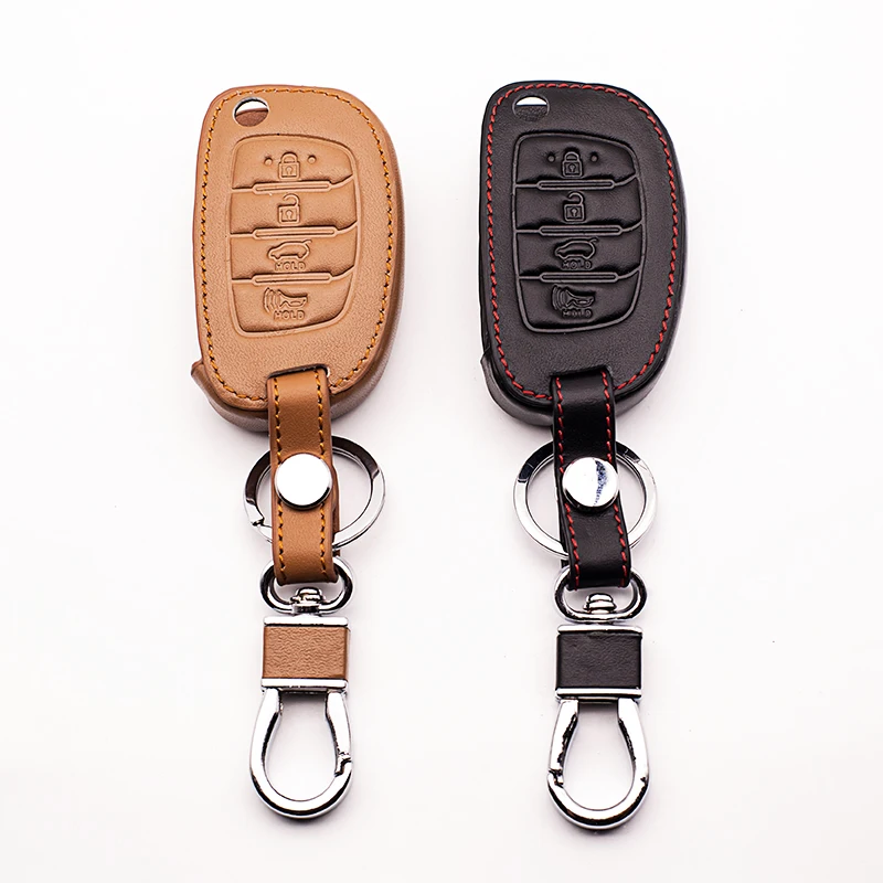 

4 buttons Car Leather Key Case for Hyundai IX35 I IX25 I10 I20 Sotaque Elantra IX35 IX45 3 buttons leather car remote key case