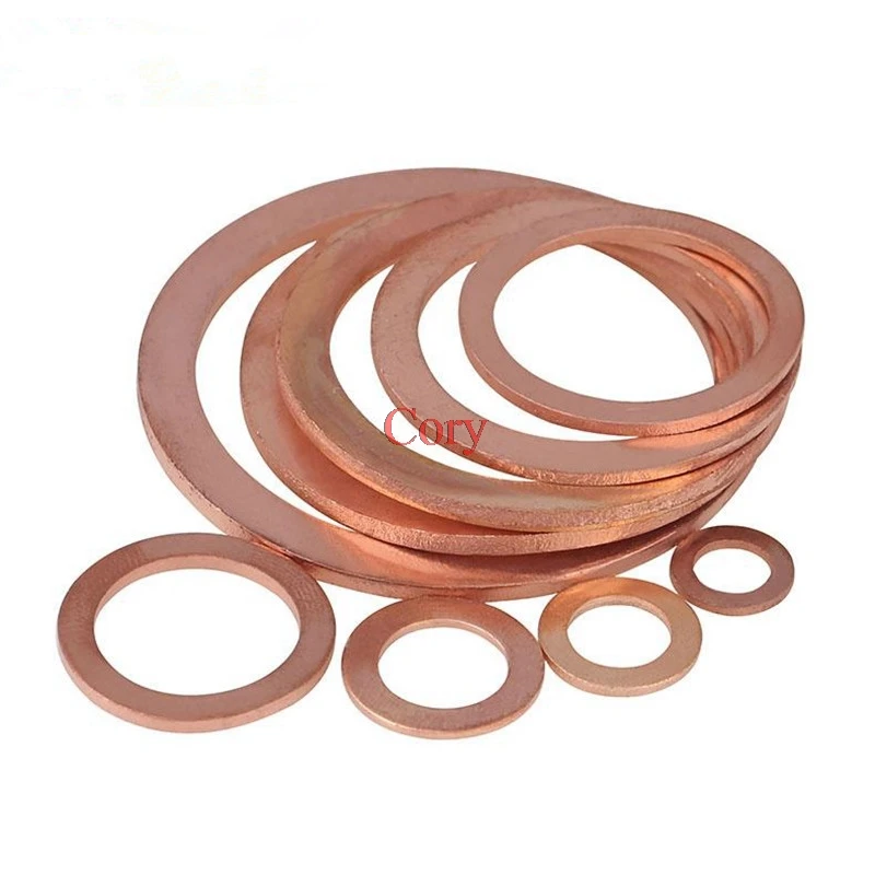 10pcs/20pcs Solid Copper Washer Flat Ring Gasket Sump Plug Oil Seal Fittings Fastener Hardware Accessories ID 6/8/10/12/14MM